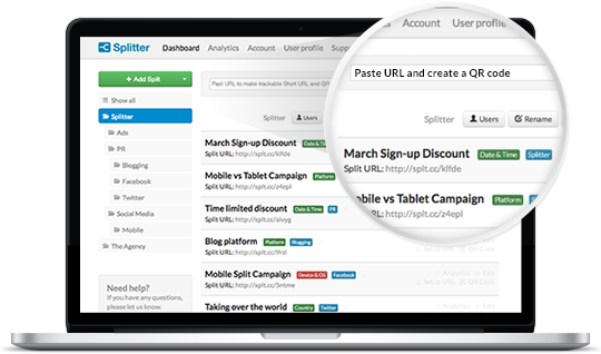 QR Code Generation Dashboard in Splitter